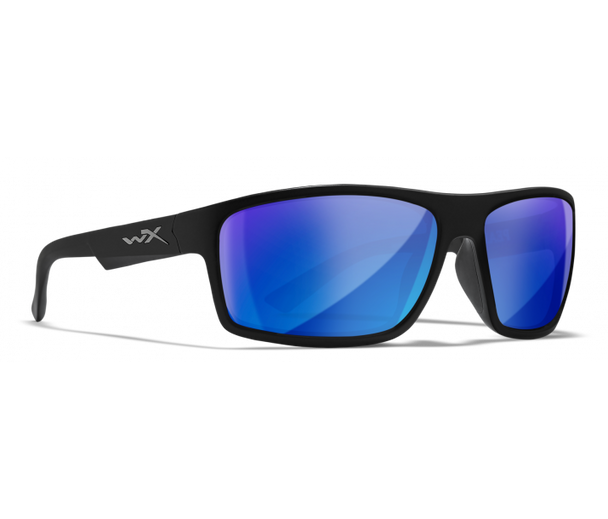 Wiley X  Peak ACPEA19 Matte Black/Captivate Polarized Blue Mirror Sunglasses