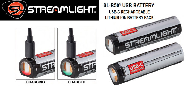 Streamlight SL-B50 USB-C Li-Ion Rechargeable Batteries 2/Pack with Integrated Charge Port