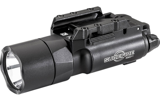 Surefire X300 Turbo Weapon Light generates a tightly focused, 66,000-candela beam pattern. Features intuitive switching allows instant activation without altering grip; turbo beam pattern, 1.50 hours run time on high; aerospace aluminum body is Mil-Spec hard anodized for scratch and corrosion resistance and sealed to make it weatherproof and IPX waterproof to 1 meter for 30 minutes. The X300T-A attachment system permits secure, rapid attachment to and easy removal from Universal and Picatinny thumb screw rail mount.