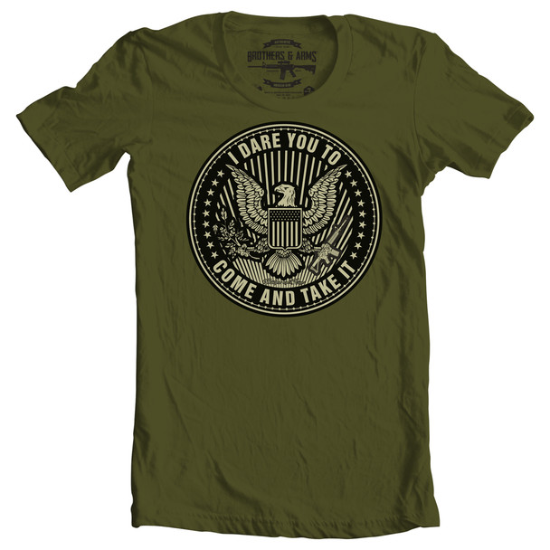 Brothers & Arms USA 100% Ring-Spun Cotton I Dare You T-Shirt, Military Green