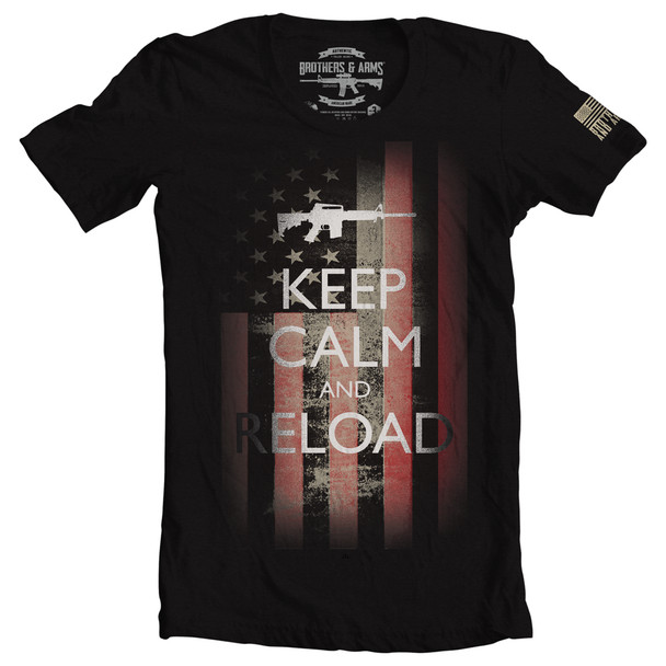 Brothers & Arms USA 100% Ring-Spun Cotton Keep Calm T-Shirt, Black