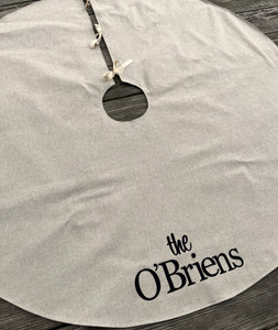Natural Linen Look Personalized Tree Skirt