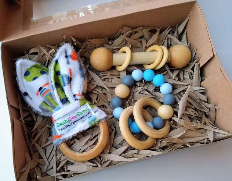 All Natural Silicone & Wood Toy Gift Set