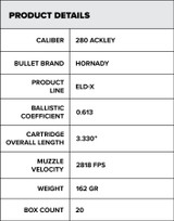 280 ACKLEY | 162gr Berger ELD-X