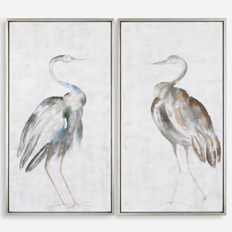 Summer Birds Hand Painted Canvases, Set of 2