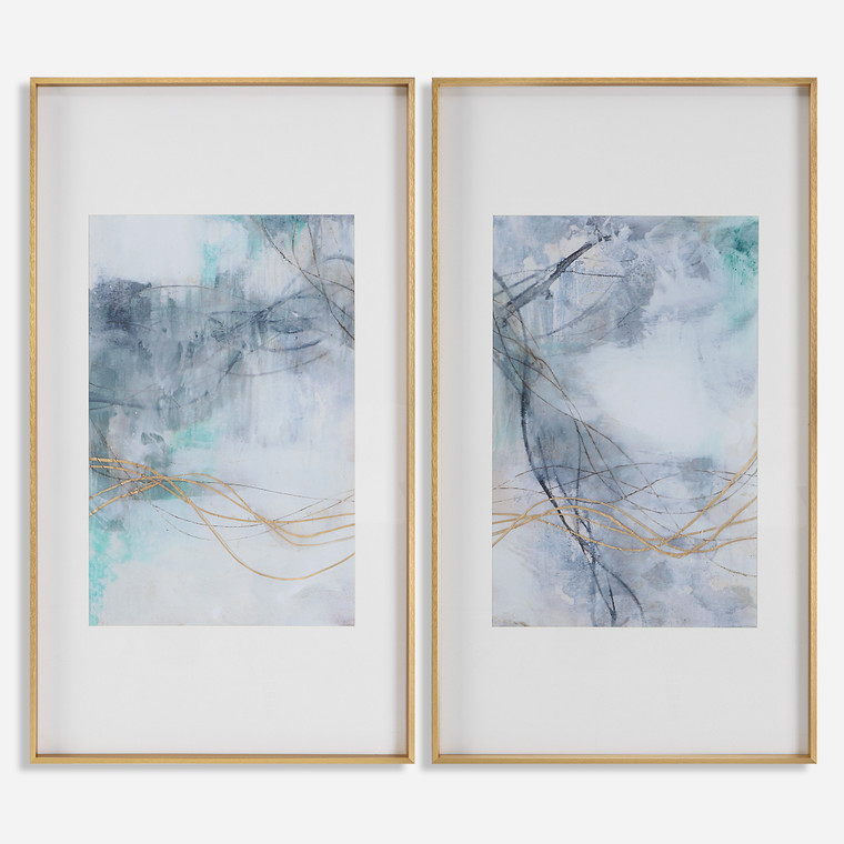 Undulating Oro Abstract Prints, Set of 2