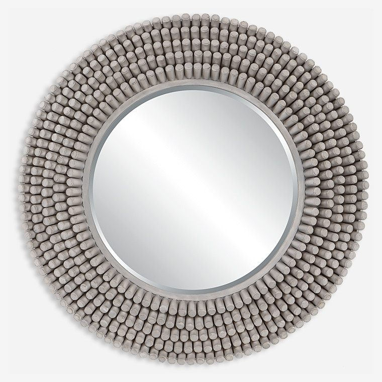 Portside Round Mirror, Gray