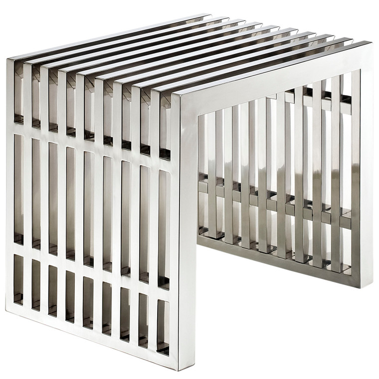 Gridiron Small Stainless Steel Bench | Silver