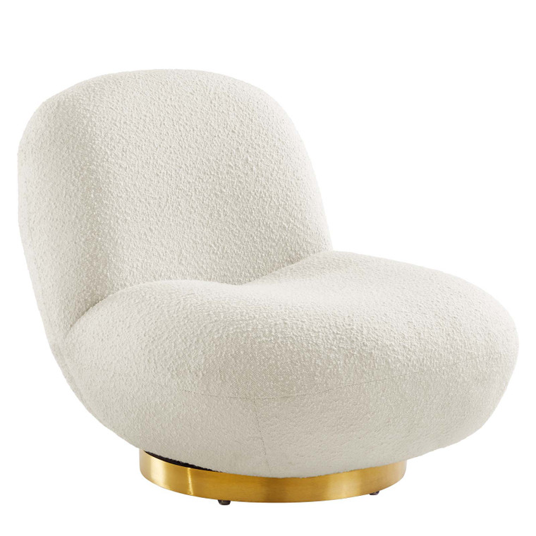 Kindred Boucle Upholstered Upholstered Fabric Swivel Chair | Gold