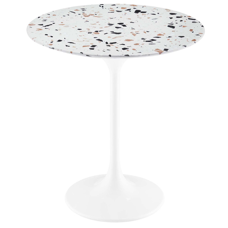 Lippa 20" Round Terrazzo Side Table | White