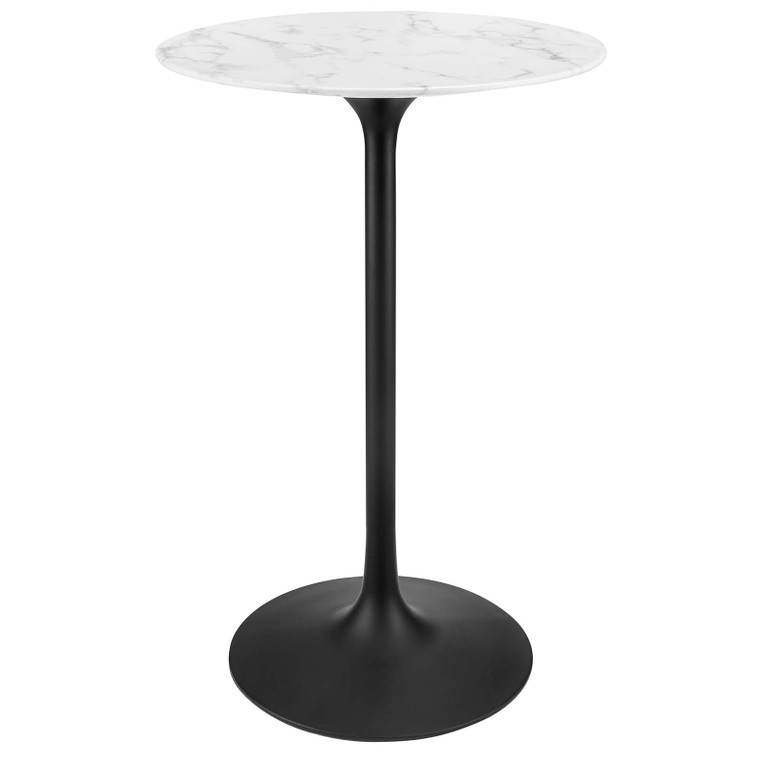 Lippa 28" Round Artificial Marble Bar Table | Black White