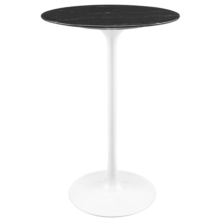 Lippa 28" Round Artificial Marble Bar Table | White Black
