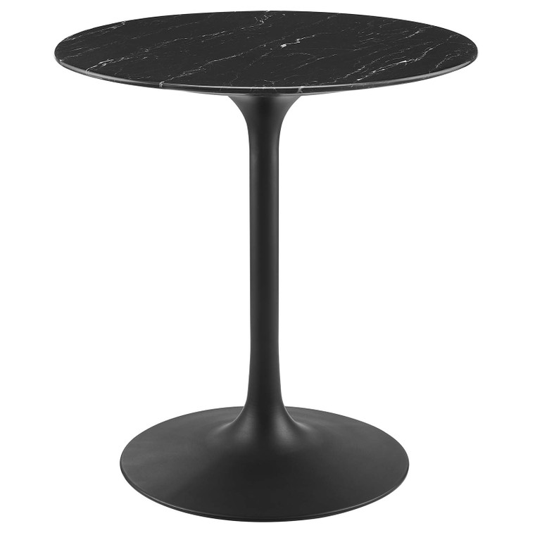 Lippa 28" Round Artificial Marble Dining Table | Black