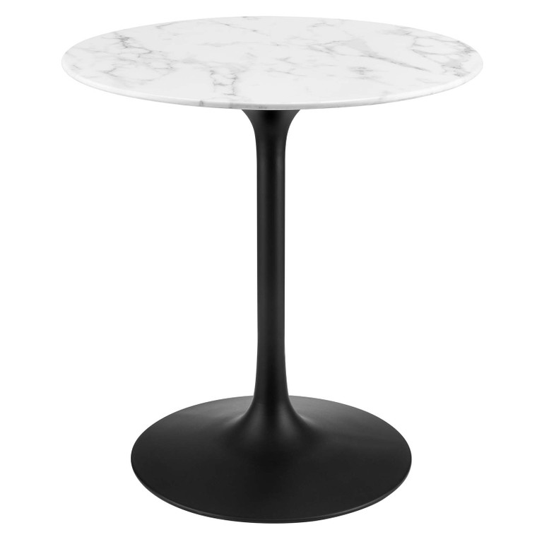 Lippa 28" Round Artificial Marble Dining Table | Black White