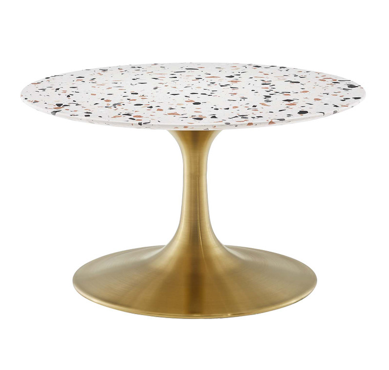 Lippa 28" Round Terrazzo Coffee Table | Gold