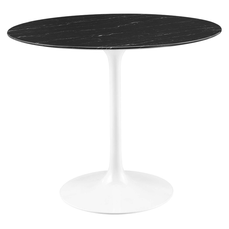 Lippa 36" Round Artificial Marble Dining Table | White Black