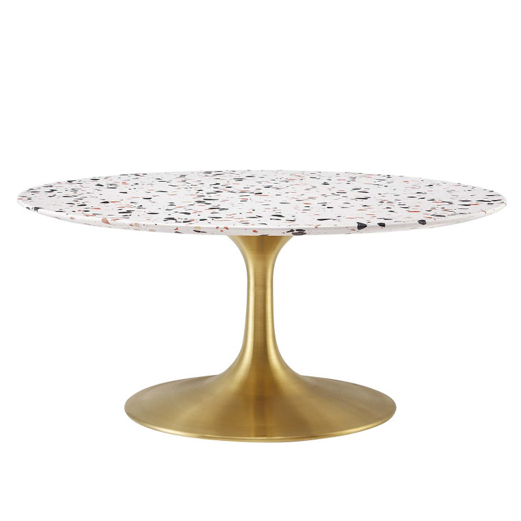 Lippa 36" Round Terrazzo Coffee Table | Gold