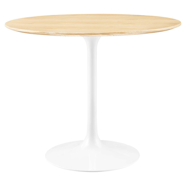 Lippa 36" Round Wood Grain Dining Table | White Natural