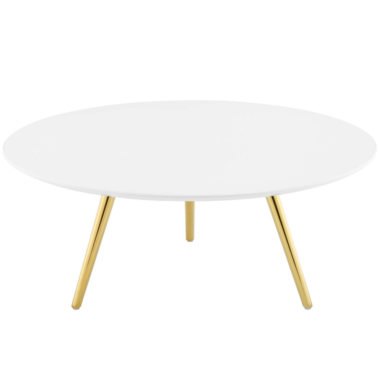 Lippa 36" Round Wood Top Coffee Table with Tripod Base | Gold