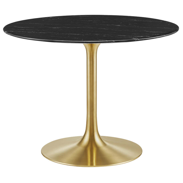 Lippa 40" Round Artificial Marble Dining Table | Gold Black
