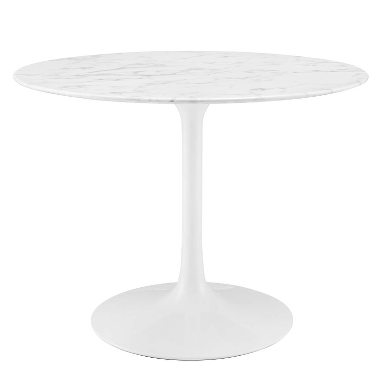 Lippa 40" Round Artificial Marble Dining Table | White