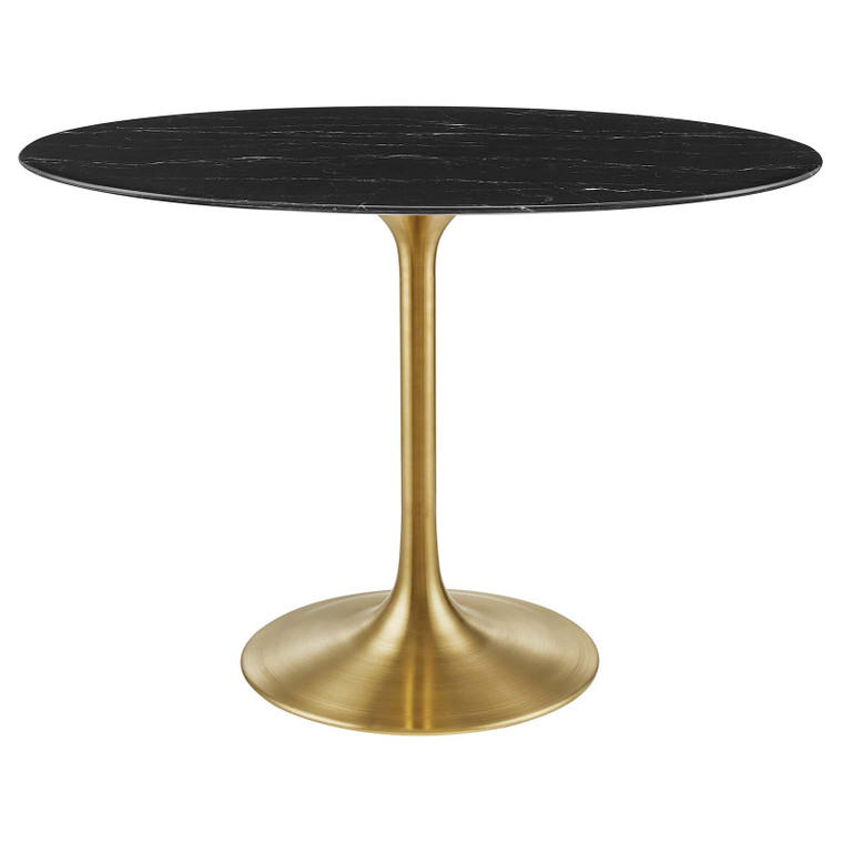 Lippa 42" Oval Artificial Marble Dining Table | Gold Black