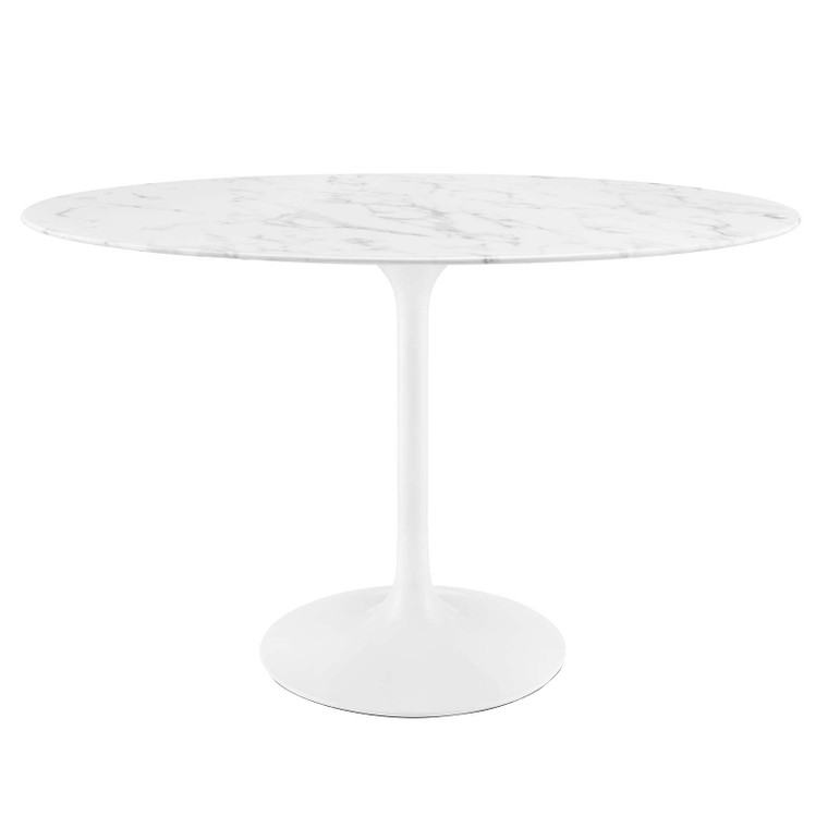 Lippa 48" Oval Artificial Marble Dining Table | White