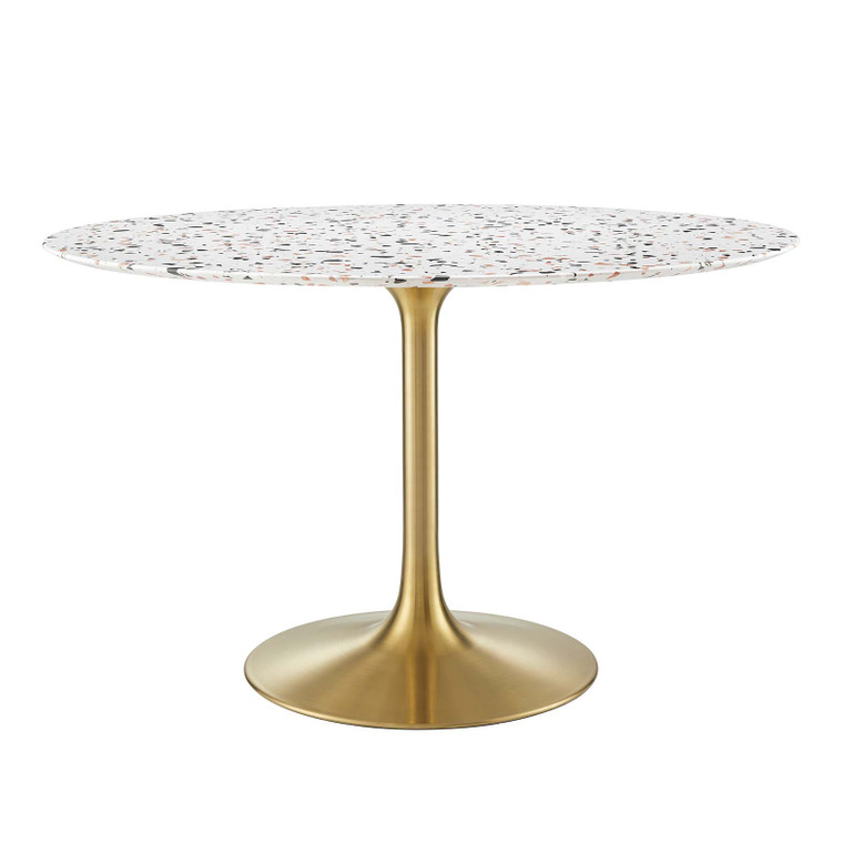 Lippa 48" Round Terrazzo Dining Table | Gold White
