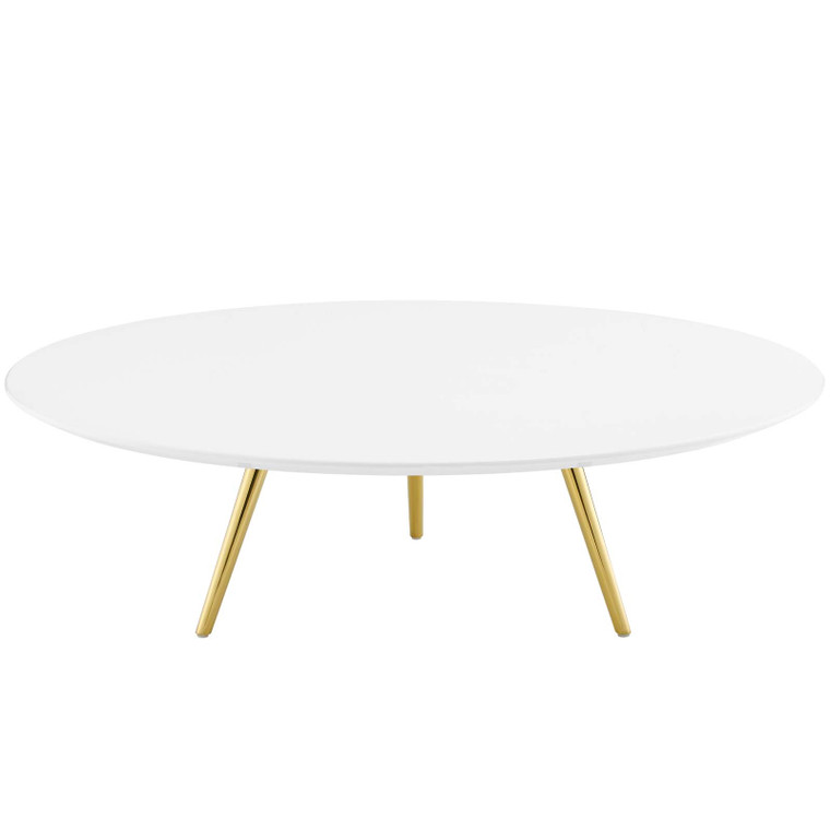 Lippa 48" Round Wood Top Coffee Table with Tripod Base | Gold