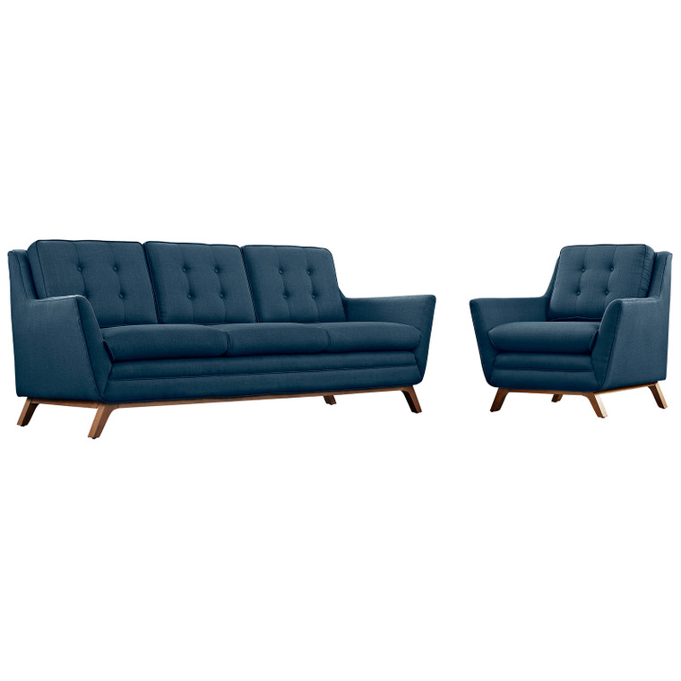 Beguile Living Room Set Upholstered Fabric Set of 2 | Sofa + Armchair