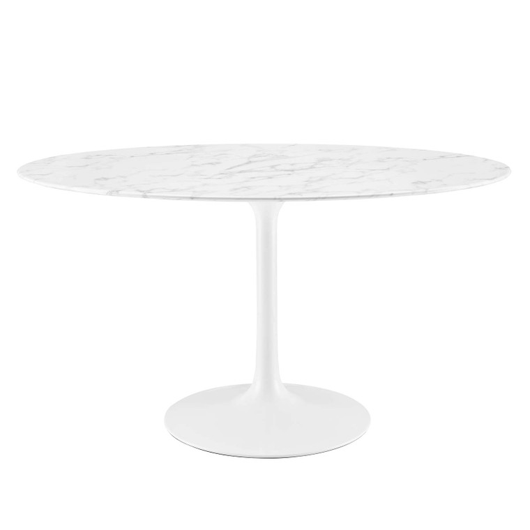 Lippa 54" Oval Artificial Marble Dining Table | White