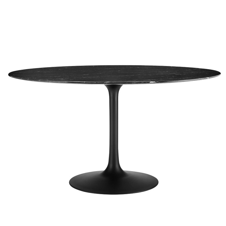 Lippa 54" Round Artificial Marble Dining Table | Black