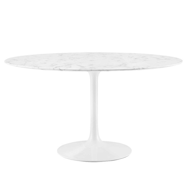 Lippa 54" Round Artificial Marble Dining Table | White