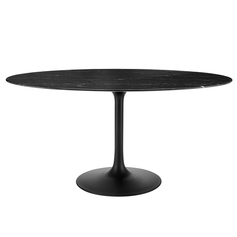 Lippa 60" Oval Artificial Marble Dining Table | Black