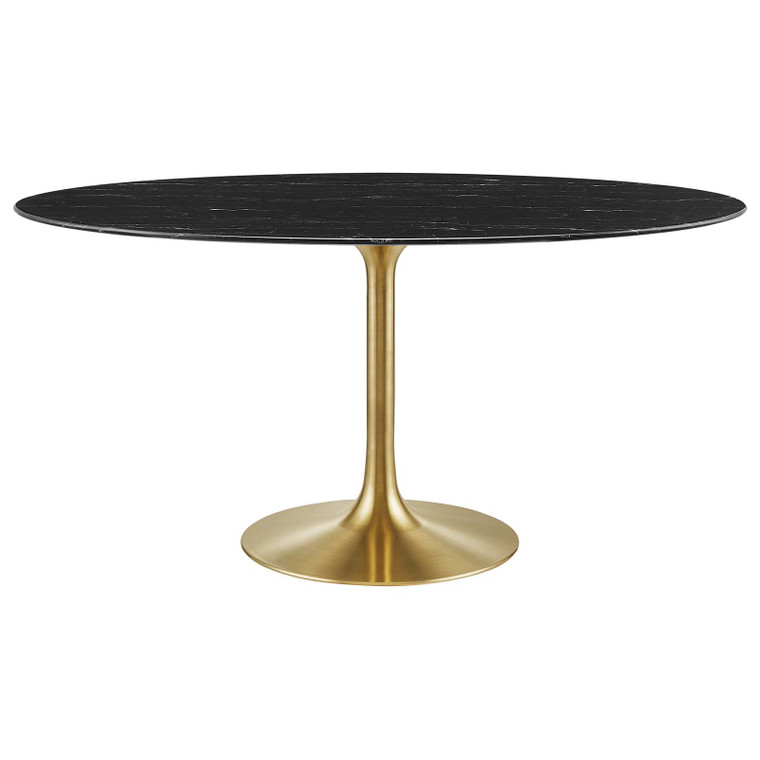 Lippa 60" Oval Artificial Marble Dining Table | Gold Black