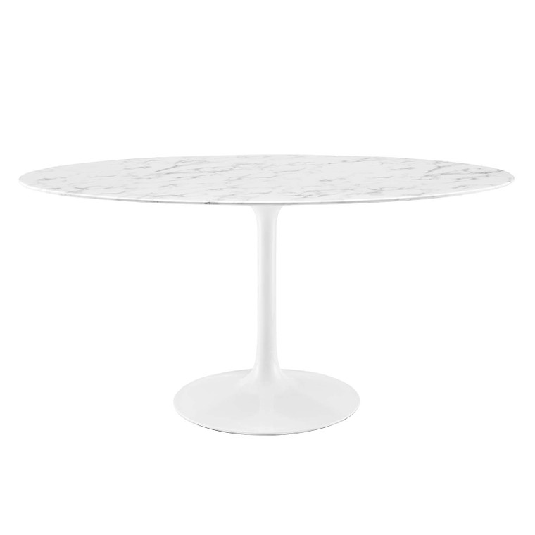 Lippa 60" Oval Artificial Marble Dining Table | White