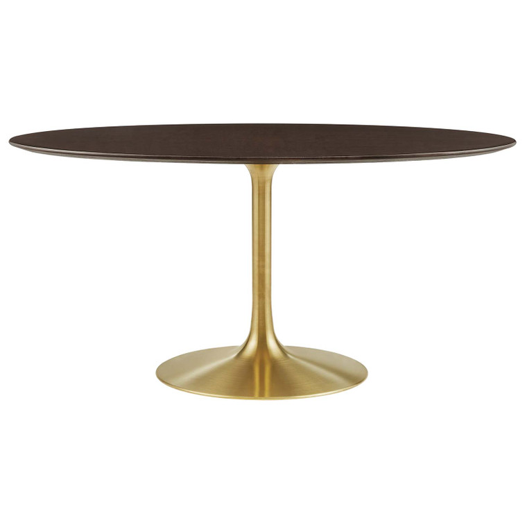 Lippa 60" Oval Wood Grain Dining Table | Gold Cherry Walnut