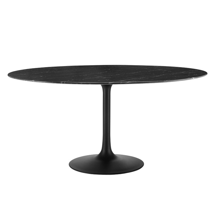 Lippa 60" Round Artificial Marble Dining Table | Black