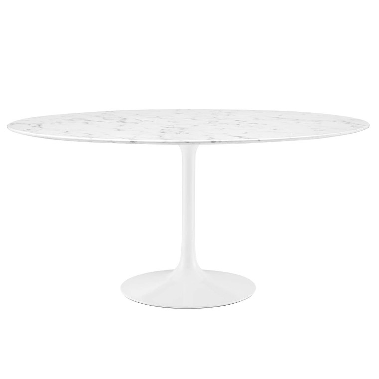 Lippa 60" Round Artificial Marble Dining Table | White