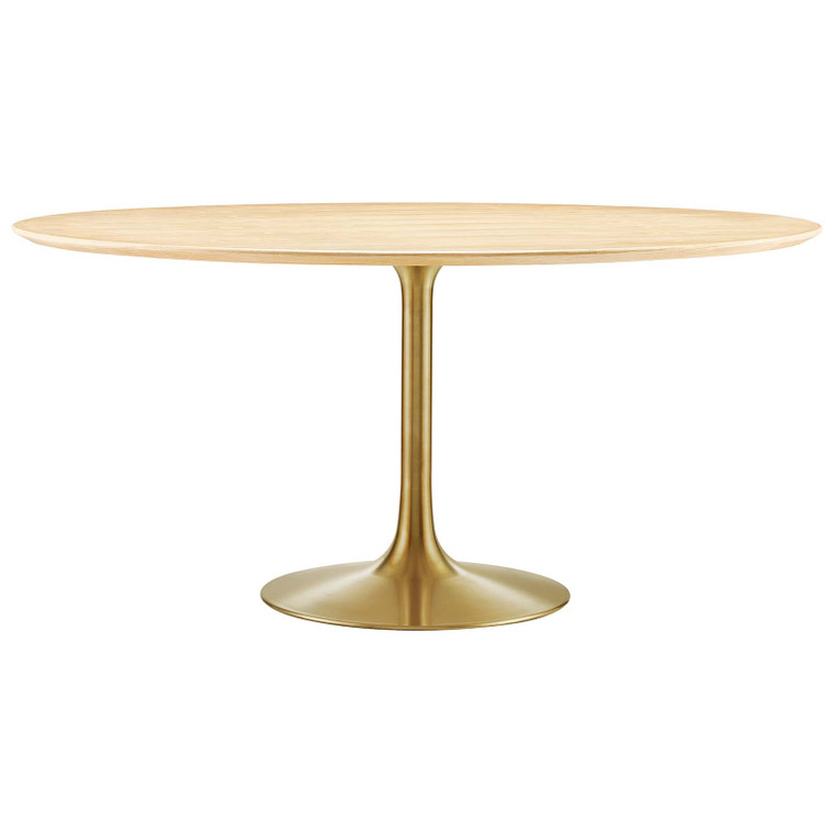 Lippa 60" Round Wood Grain Dining Table | Gold Natural