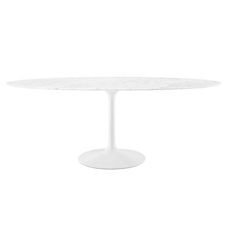 Lippa 78" Oval Artificial Marble Dining Table | White