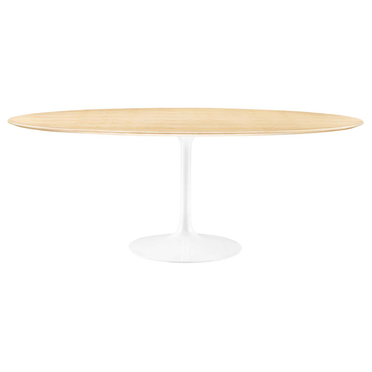 Lippa 78" Oval Wood Grain Dining Table | White Natural
