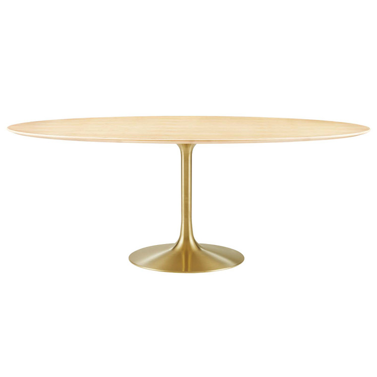 Lippa 78" Oval Wood Grain Dining Table | Gold Natural