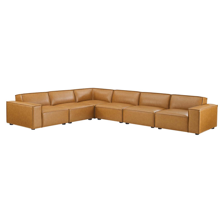 Restore 6-Piece Vegan Leather Sectional Sofa | Left/Right Arm Chairs + Corner Chair + Armless Chairs