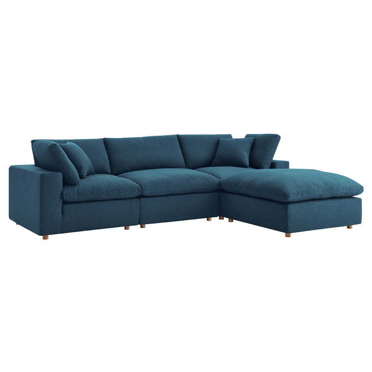 Commix Down Filled Overstuffed 4 Piece Sectional Sofa Set | Armless Chair + Ottoman + Corner Chairs