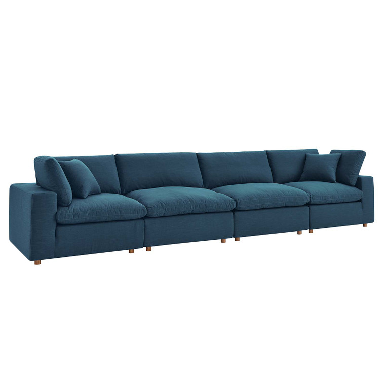 Commix Down Filled Overstuffed 4 Piece Sectional Sofa Set | Armless Chairs + Corner Chairs
