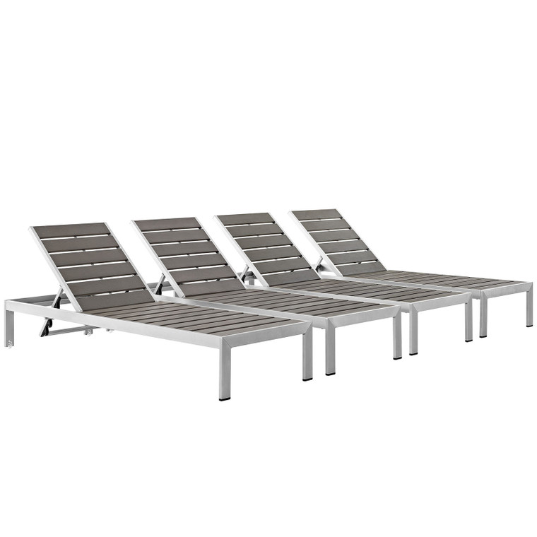 Shore Chaise Outdoor Patio Aluminum Set of 4 | Patio Chaise Lounge Chairs