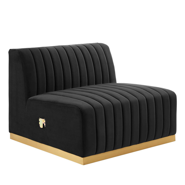 Conjure Channel Tufted Performance Velvet Armless Chair | Gold