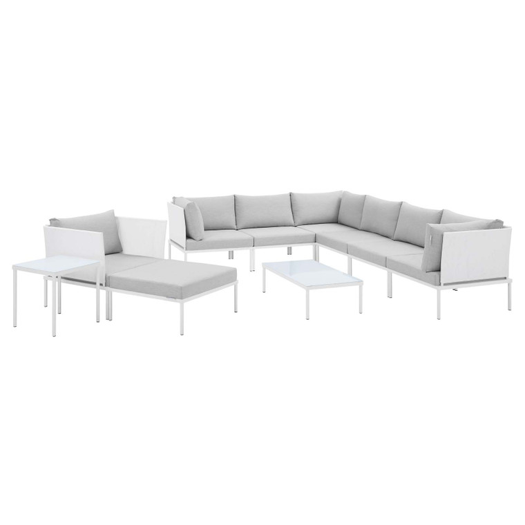 Harmony 10-Piece  Sunbrella® Outdoor Patio Aluminum Sectional Sofa Set | White