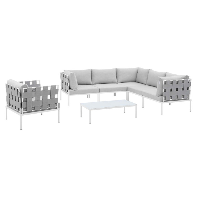 Harmony 7-Piece  Sunbrella® Outdoor Patio Aluminum Sectional Sofa Set | Gray